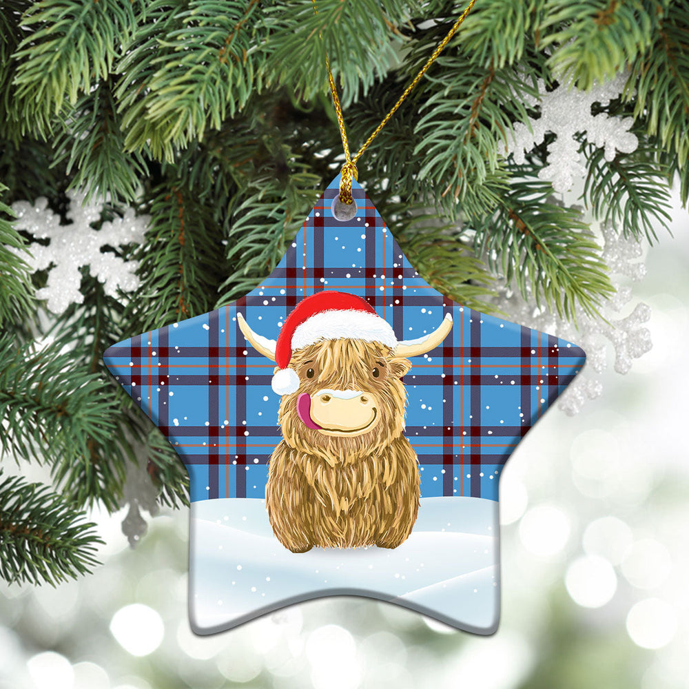 Clan Elliott Ancient Tartan Christmas Ceramic Ornament Highland Cows Style JV18 Elliott Ancient Tartan Tartan Ornament