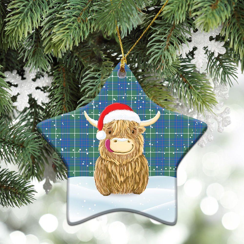 Clan MacIntyre Hunting Ancient Tartan Christmas Ceramic Ornament Highland Cows Style HA48 MacIntyre Hunting Ancient Tartan Tartan Ornament