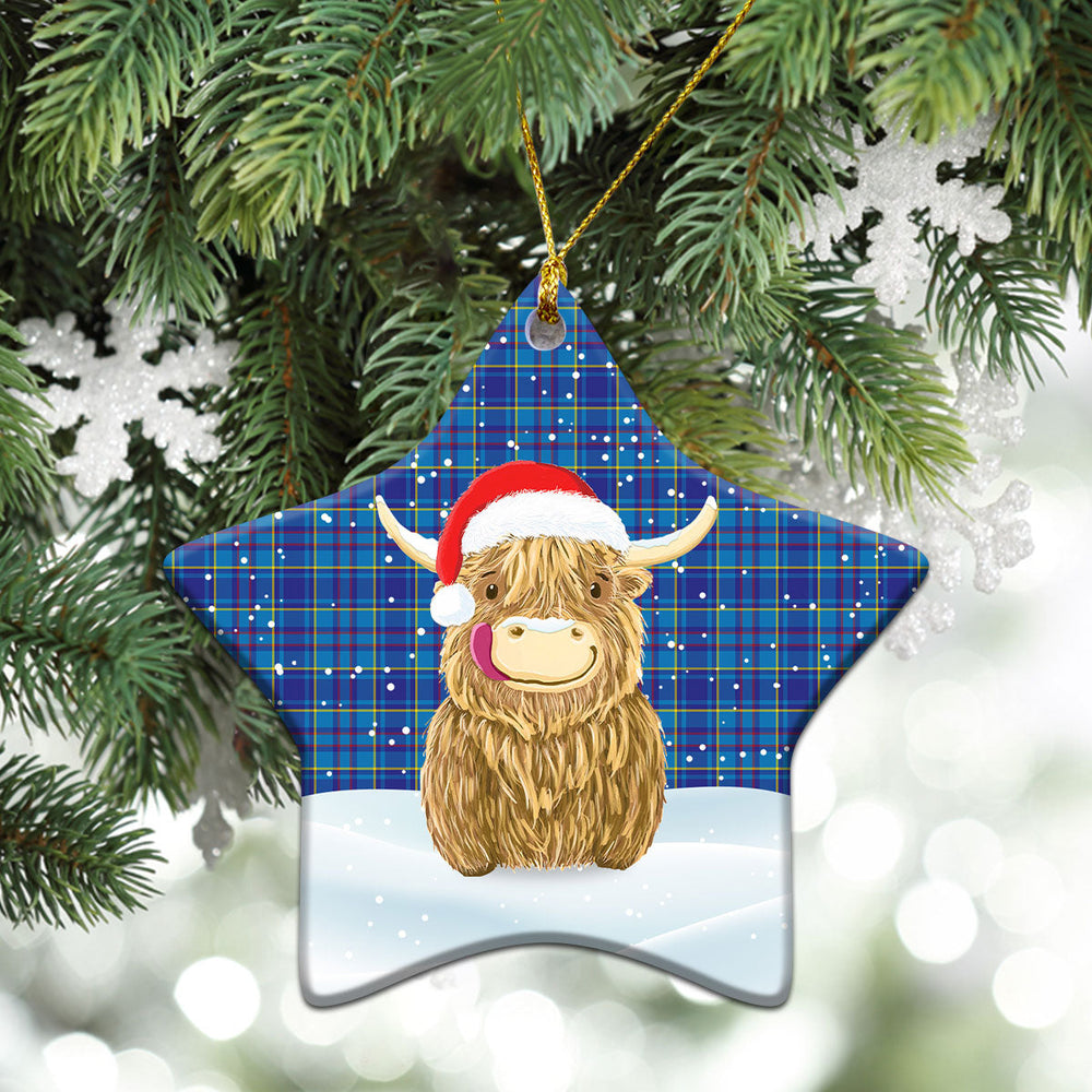 Clan Mercer Modern Tartan Christmas Ceramic Ornament Highland Cows Style AA84 Mercer Modern Tartan Tartan Ornament