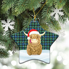 Clan Mowat Ancient Tartan Christmas Ceramic Ornament Highland Cows Style EI56 Mowat Ancient Tartan Tartan Ornament