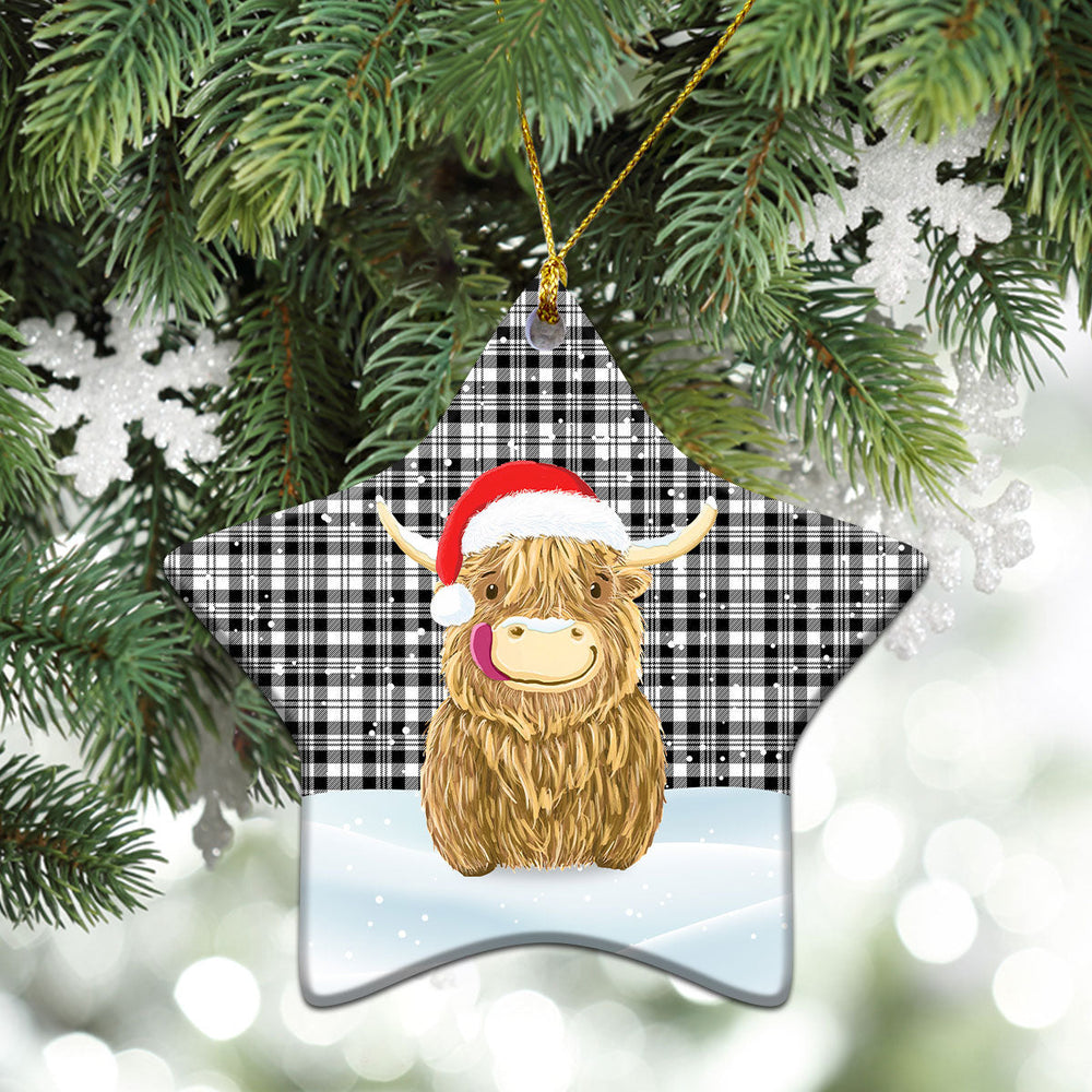 Clan Scott Black & White Modern Tartan Christmas Ceramic Ornament Highland Cows Style VX47 Clan Scott (Scott Tartan) Tartan Ornament