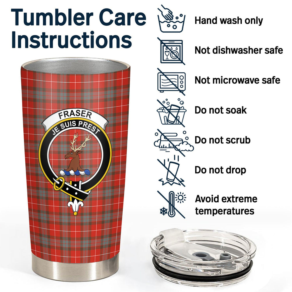Clan Fraser (of Lovat) Weathered Tartan Crest Tumbler CE35 Clan Fraser Tartan Today