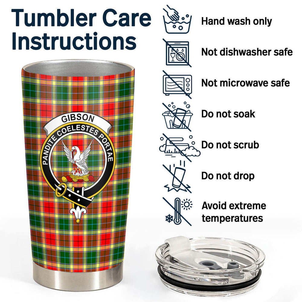 Clan Gibson Tartan Crest Tumbler JO87 Clan Hall Tartan Today