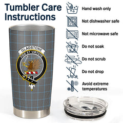 Clan Gladstone Tartan Crest Tumbler CM52 Clan Hall Tartan Today