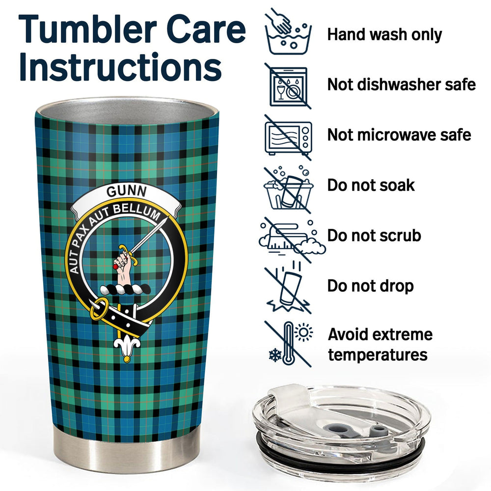 Clan Gunn Ancient Tartan Crest Tumbler GZ87 Clan Gunn Tartan Today