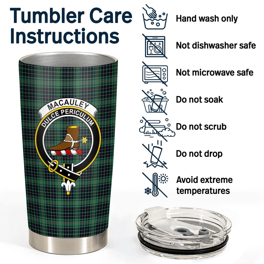 Clan MacAuley Hunting Ancient Tartan Crest Tumbler HV18 Clan Hall Tartan Today