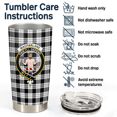 Clan MacFarlane Black _ White Tartan Crest Tumbler GK44 Clan MacFarlane Tartan Today
