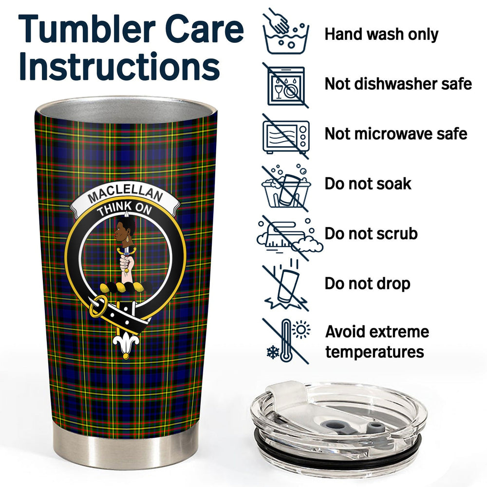 Clan MacLellan Modern Tartan Crest Tumbler FK36 Clan Hall Tartan Today