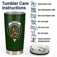 Clan McAlpine Modern Tartan Crest Tumbler TZ89 Clan Hall Tartan Today