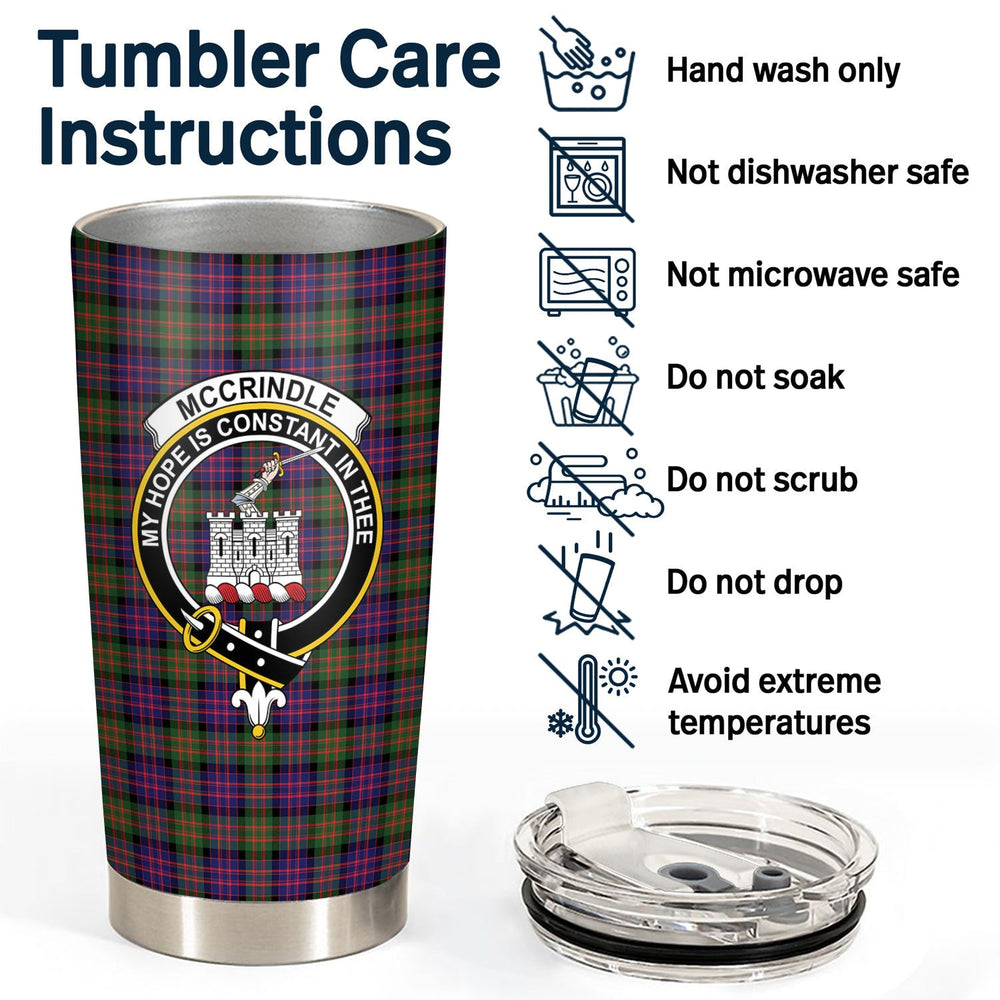 Clan McCrindle Tartan Crest Tumbler II13 Clan Hall Tartan Today
