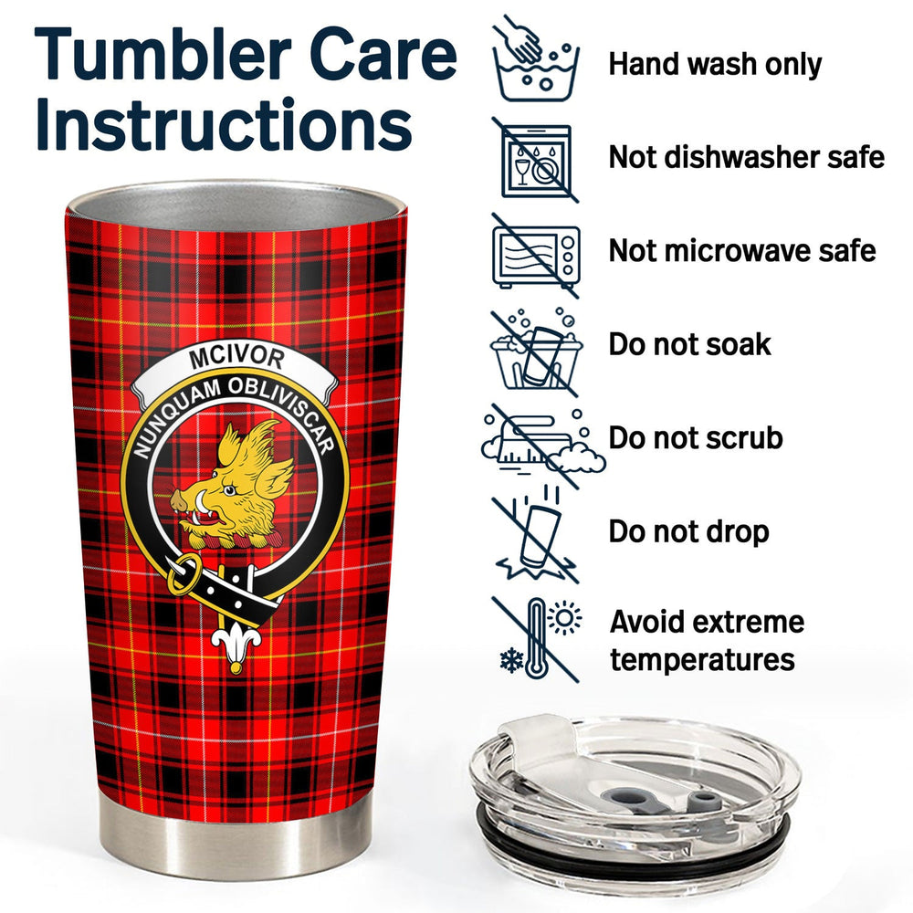 Clan McIvor Tartan Crest Tumbler UB74 Clan Hall Tartan Today