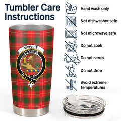 Clan McPhee Tartan Crest Tumbler KK32 Clan Hall Tartan Today