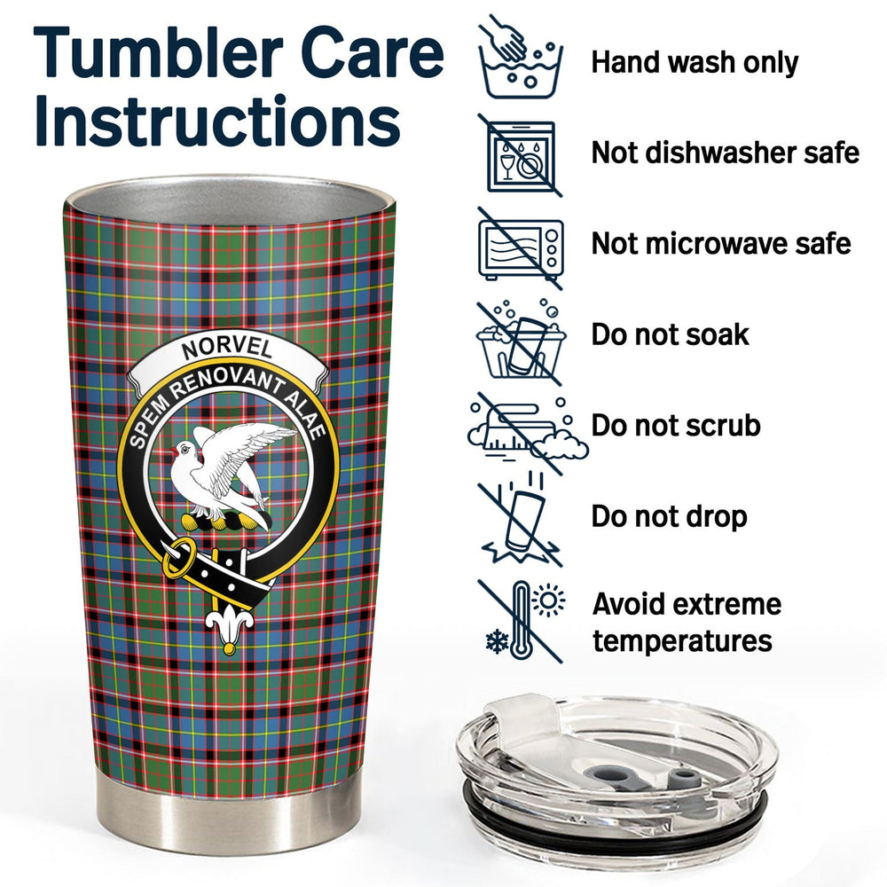 Clan Norvel (or Norvill) Tartan Crest Tumbler SD92 Clan Norvel Tartan Today