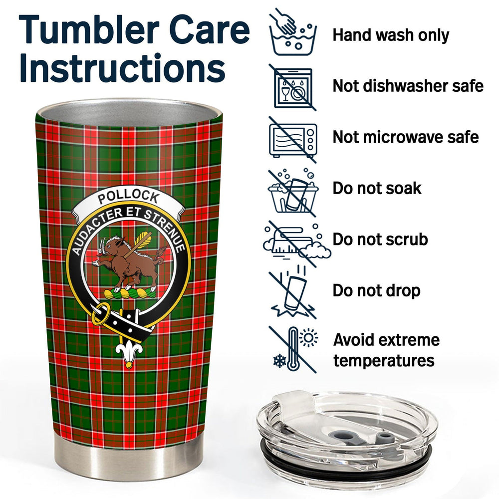 Clan Pollock Tartan Crest Tumbler IH17 Clan Pollock Tartan Today