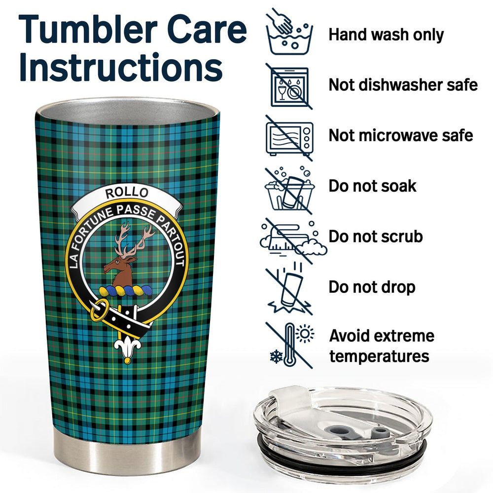 Clan Rollo Ancient Tartan Crest Tumbler TH68 Clan Rollo Tartan Today