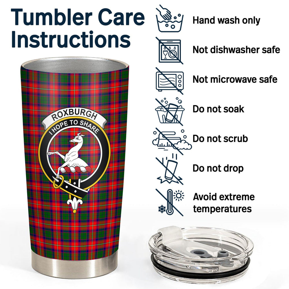 Clan Roxburgh District Tartan Crest Tumbler LC95 Clan Hall Tartan Today
