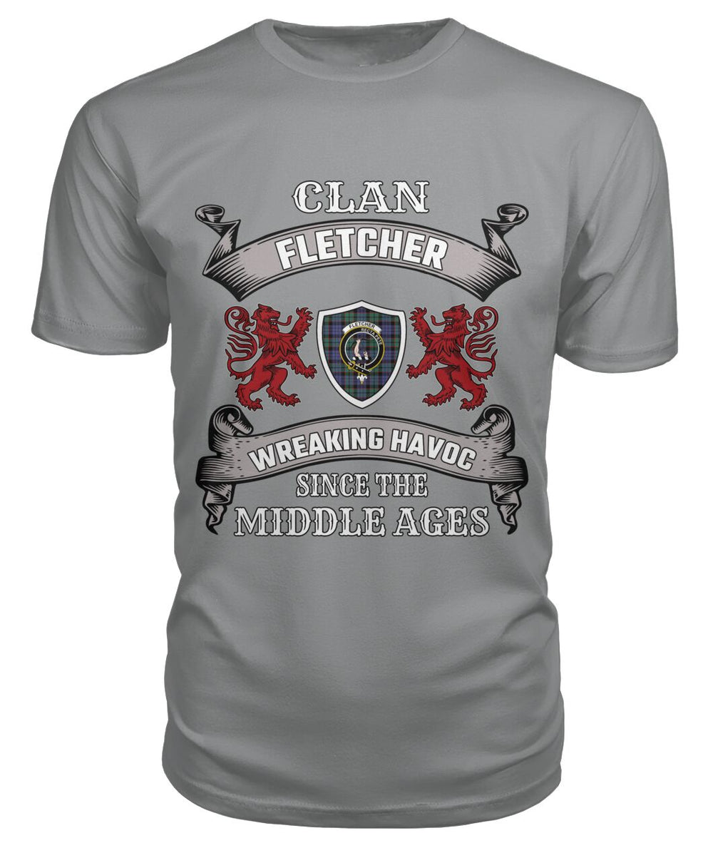 Clan Fletcher Family Tartan 2D T-shirt EZ27 Fletcher Tartan Clan Tartan T-Shirt Storm Grey S Fletcher Tartan Clan