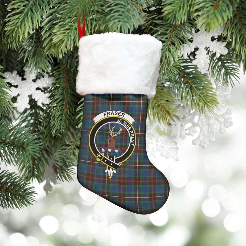 Clan Fraser (of Lovat) Hunting Ancient Tartan Crest Christmas Stocking DP59 Fraser (of Lovat) Hunting Ancient Tartan Tartan Stocking