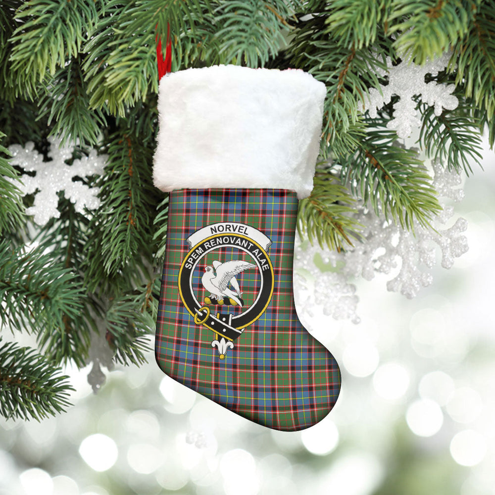 Clan Norvel (or Norvill) Tartan Crest Christmas Stocking AH77 Norvel (or Norvill) Tartan Tartan Stocking