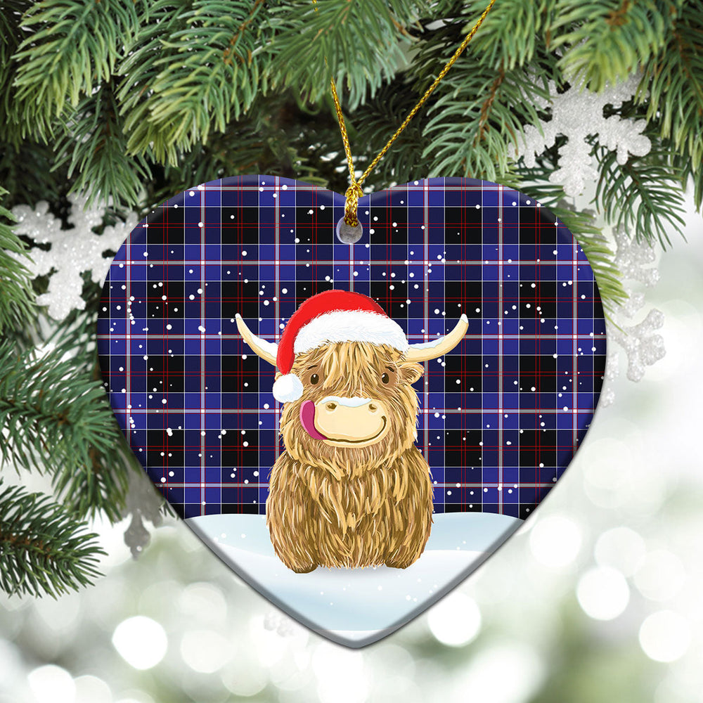 Clan Dunlop Modern Tartan Christmas Ceramic Ornament Highland Cows Style JM89 Dunlop Modern Tartan Tartan Ornament