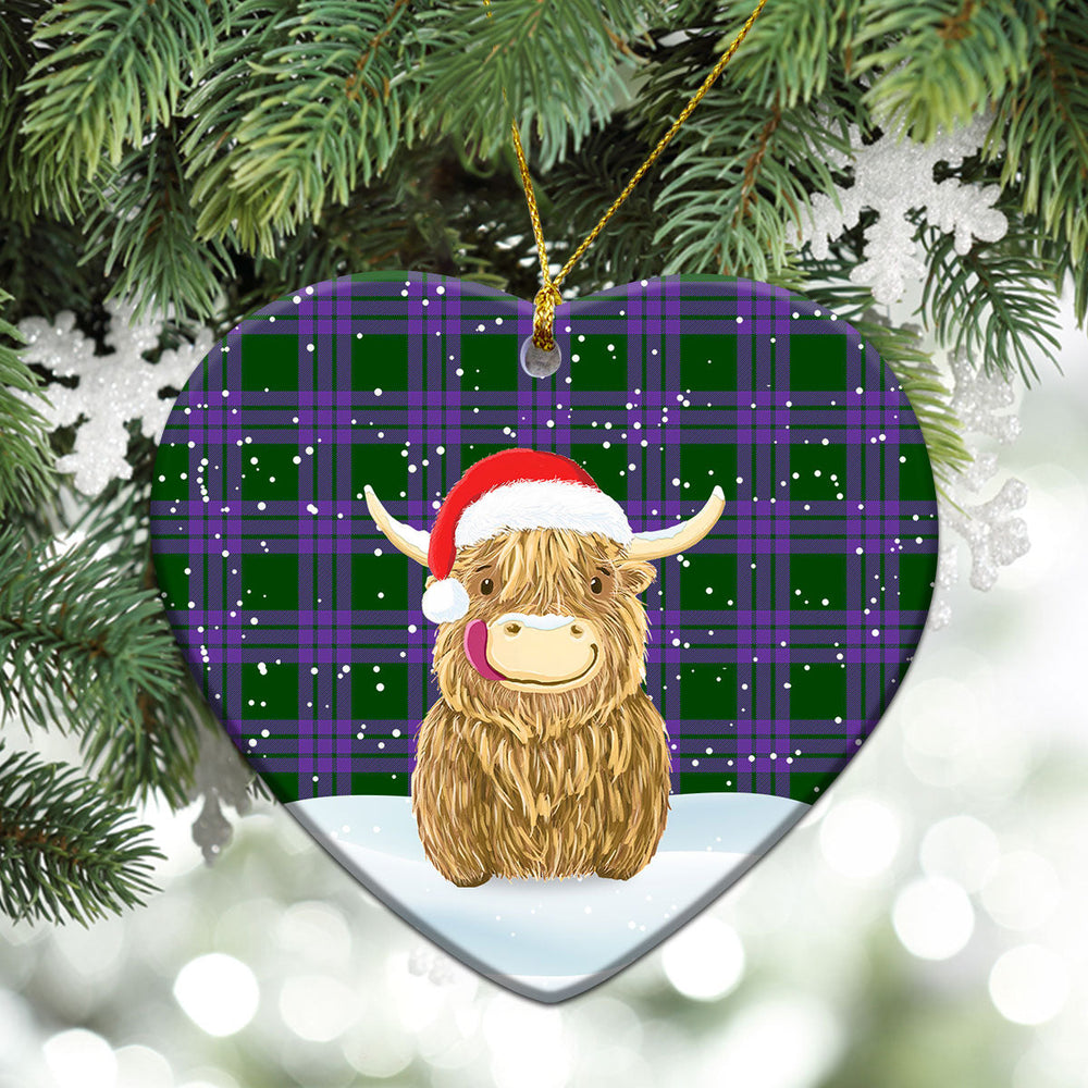 Clan Elphinstone Tartan Christmas Ceramic Ornament Highland Cows Style ZW12 Elphinstone Tartan Tartan Ornament