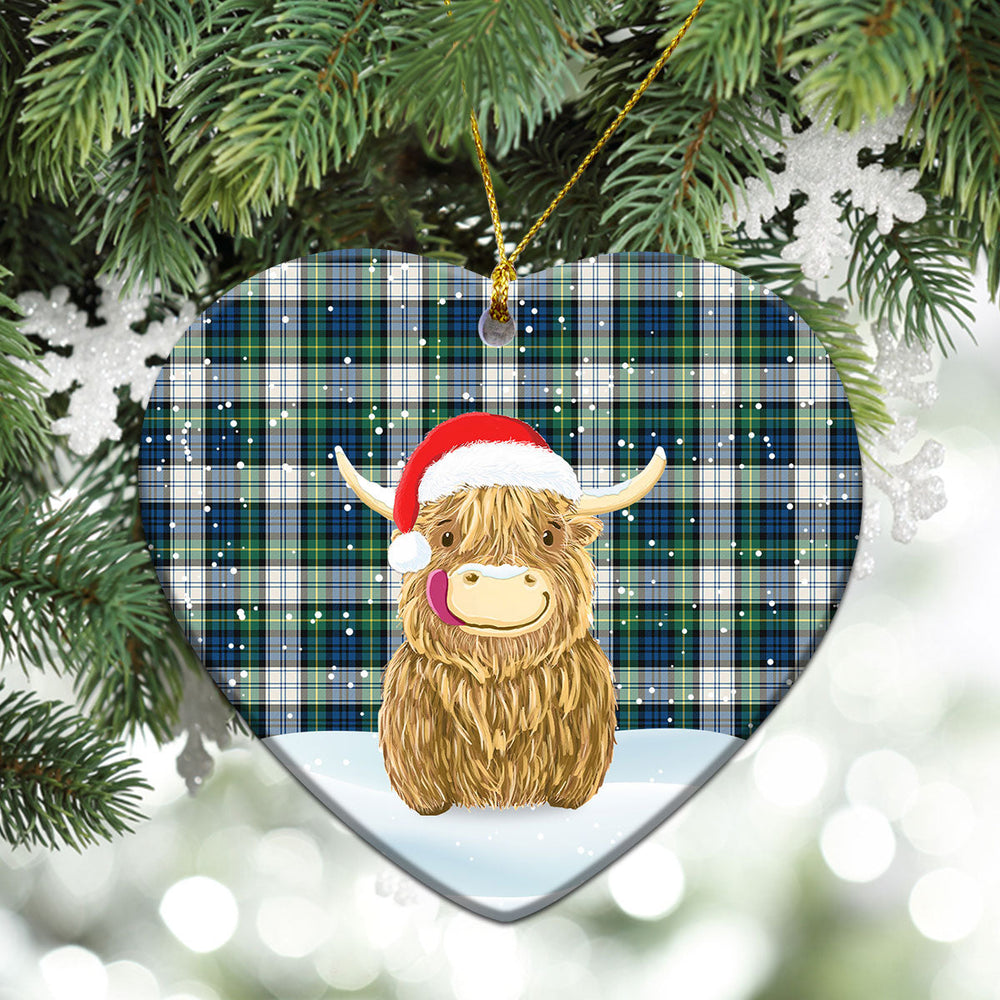 Clan Gordon Dress Ancient Tartan Christmas Ceramic Ornament Highland Cows Style ED22 Gordon Dress Ancient Tartan Tartan Ornament