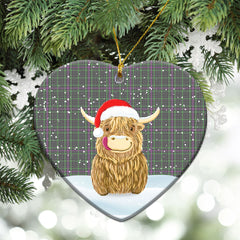Clan Halliday Tartan Christmas Ceramic Ornament Highland Cows Style IB65 Clan Hall (Hall Tartan) Tartan Ornament