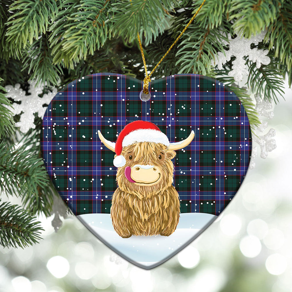 Clan Hunter Modern Tartan Christmas Ceramic Ornament Highland Cows Style BV40 Hunter Modern Tartan Tartan Ornament