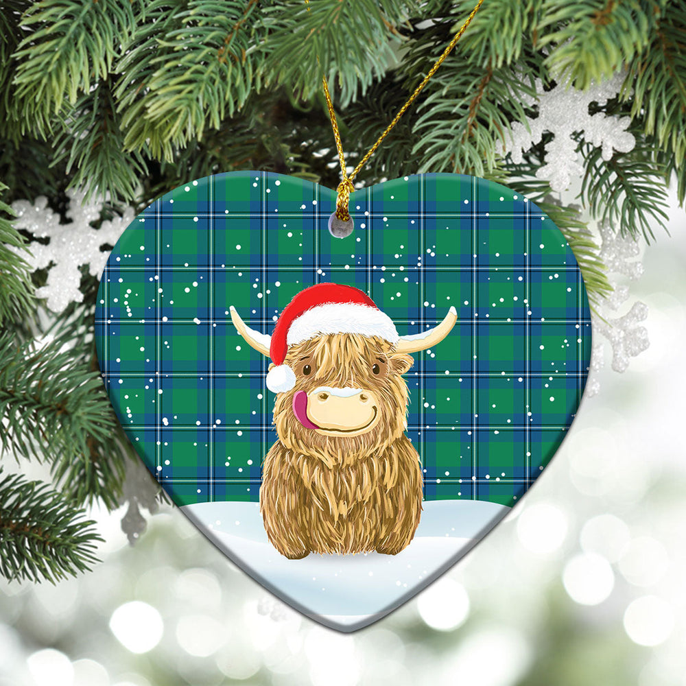 Clan Irvine Ancient Tartan Christmas Ceramic Ornament Highland Cows Style DA37 Irvine Ancient Tartan Tartan Ornament