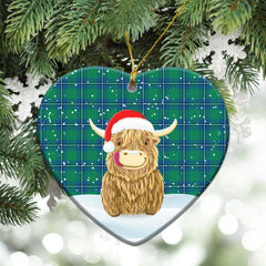 Clan Irvine Ancient Tartan Christmas Ceramic Ornament Highland Cows Style DA37 Irvine Ancient Tartan Tartan Ornament