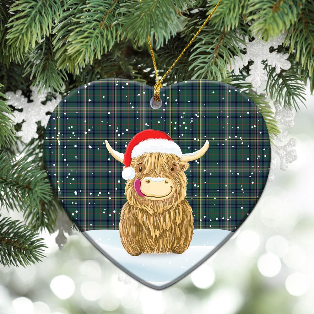 Clan Kennedy Modern Tartan Christmas Ceramic Ornament Highland Cows Style OK73 Kennedy Modern Tartan Tartan Ornament