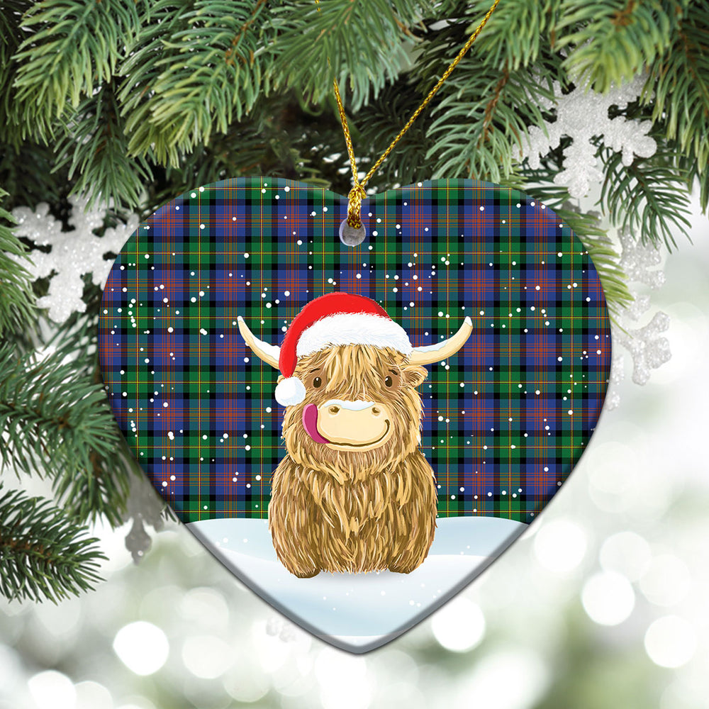 Clan Logan Ancient Tartan Christmas Ceramic Ornament Highland Cows Style PH83 Logan Ancient Tartan Tartan Ornament