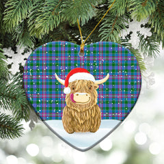Clan Pitcairn Hunting Tartan Christmas Ceramic Ornament Highland Cows Style WT61 Pitcairn Hunting Tartan Tartan Ornament