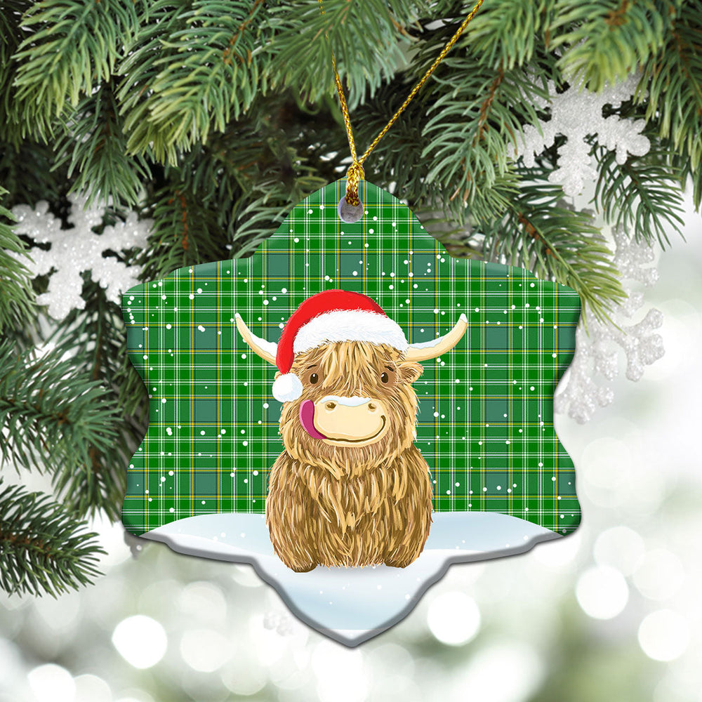 Clan Currie or Curry Tartan Christmas Ceramic Ornament Highland Cows Style CF83 Currie or Curry Tartan Tartan Ornament