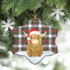 Clan Dennistoun Tartan Christmas Ceramic Ornament Highland Cows Style JB83 Dennistoun Tartan Tartan Ornament