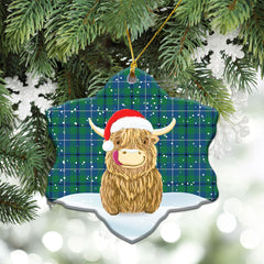 Clan Douglas Ancient Tartan Christmas Ceramic Ornament Highland Cows Style OC67 Douglas Ancient Tartan Tartan Ornament