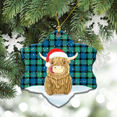 Clan Gunn Ancient Tartan Christmas Ceramic Ornament Highland Cows Style YA83 Gunn Ancient Tartan Tartan Ornament