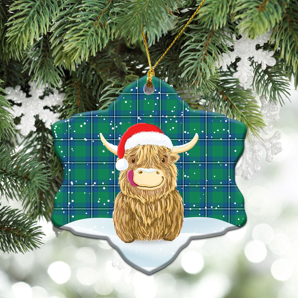 Clan Irvine Ancient Tartan Christmas Ceramic Ornament Highland Cows Style DA37 Irvine Ancient Tartan Tartan Ornament