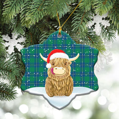 Clan Irvine Ancient Tartan Christmas Ceramic Ornament Highland Cows Style DA37 Irvine Ancient Tartan Tartan Ornament