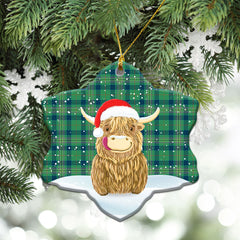 Clan Kennedy Ancient Tartan Christmas Ceramic Ornament Highland Cows Style KI65 Kennedy Ancient Tartan Tartan Ornament