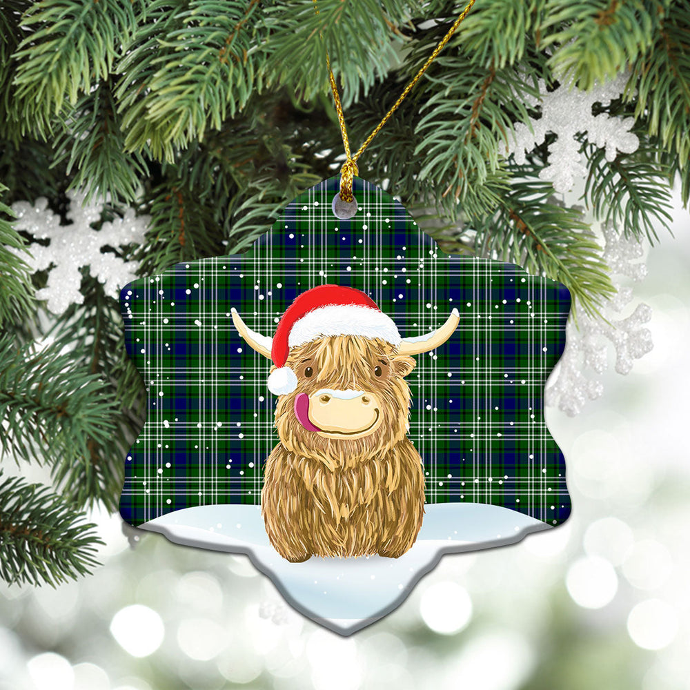 Clan Learmonth Tartan Christmas Ceramic Ornament Highland Cows Style TK54 Learmonth Tartan Tartan Ornament