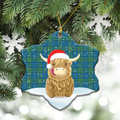 Clan Lockhart Tartan Christmas Ceramic Ornament Highland Cows Style QW54 Lockhart Tartan Tartan Ornament