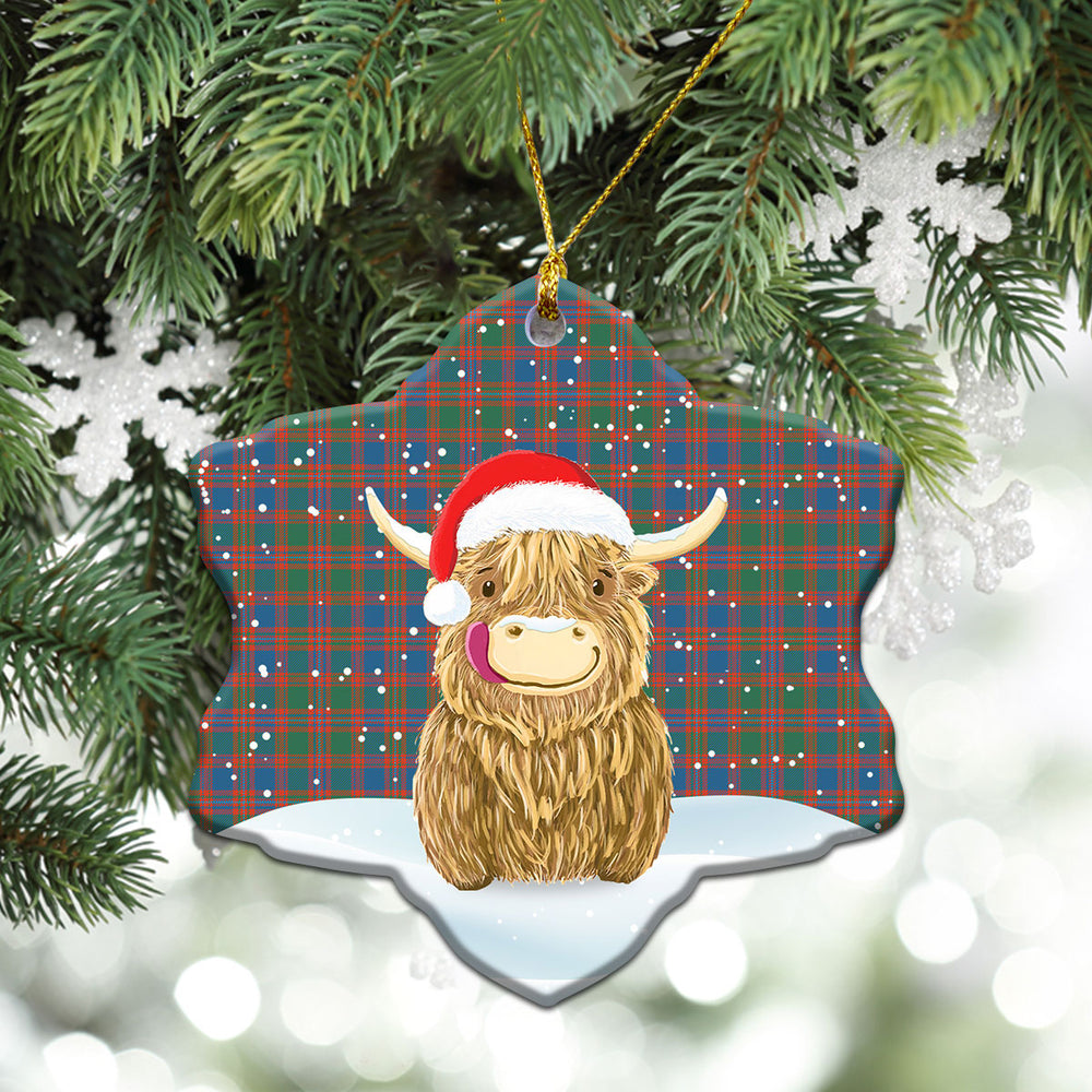 Clan MacIntyre Ancient Tartan Christmas Ceramic Ornament Highland Cows Style WG14 MacIntyre Ancient Tartan Tartan Ornament