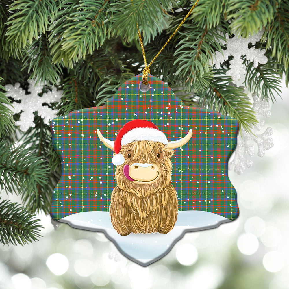 Clan MacKintosh Hunting Ancient Tartan Christmas Ceramic Ornament Highland Cows Style WR44 MacKintosh Hunting Ancient Tartan Tartan Ornament