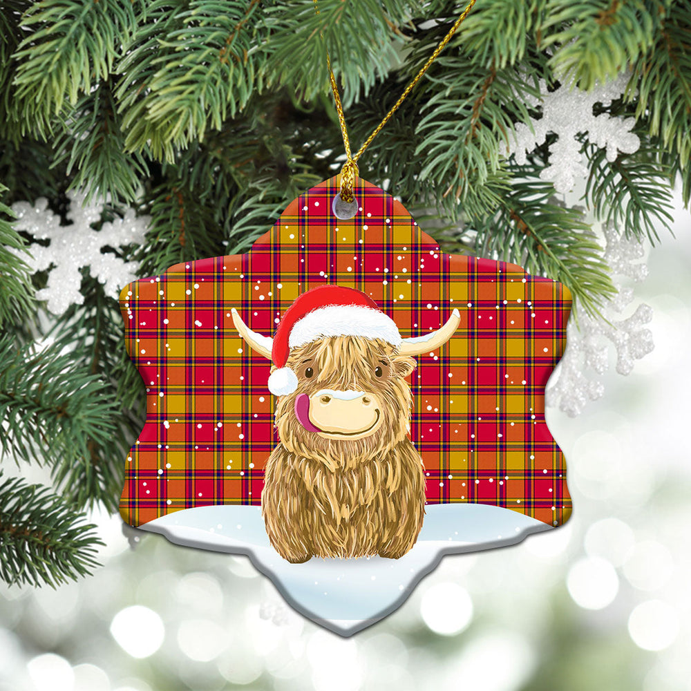 Clan Scrymgeour Tartan Christmas Ceramic Ornament Highland Cows Style OQ21 Scrymgeour Tartan Tartan Ornament
