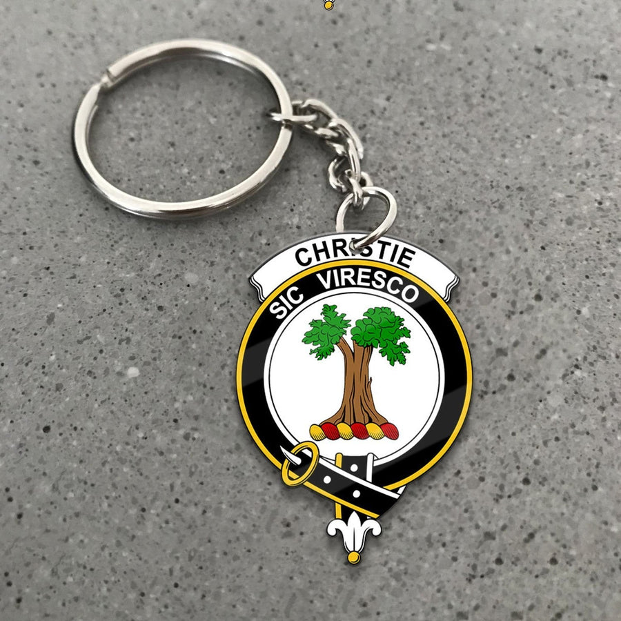 Clan Christie Tartan Crest Keychain