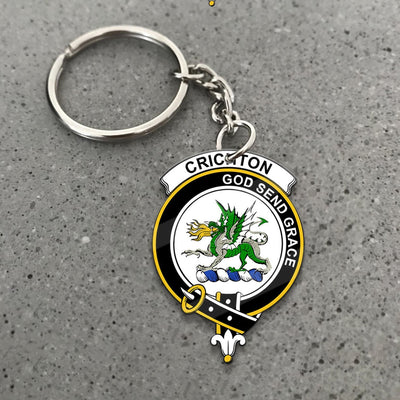 Clan Crichton District Tartan Crest Keychain