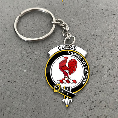 Clan Currie Tartan Crest Keychain