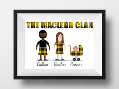 Scottish Clan Family Portrait – Personalized Canvas or Poster (Printed in the USA)