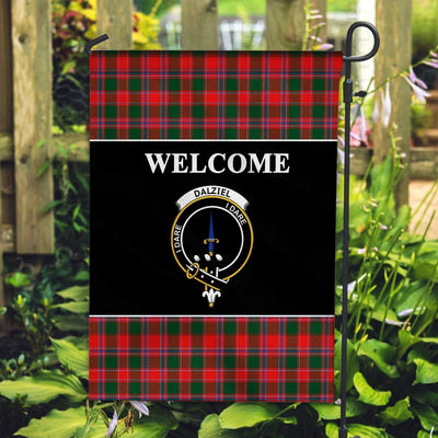 Clan Dalziel Tartan Crest Black Garden Flag